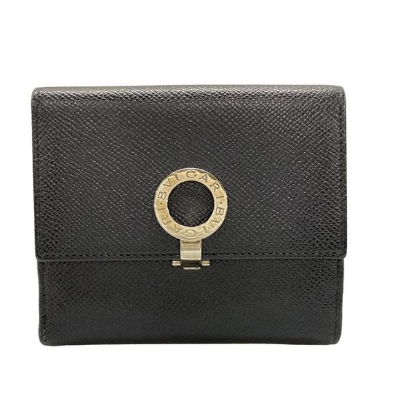 Bvlgari W Hook Wallet Black Leather